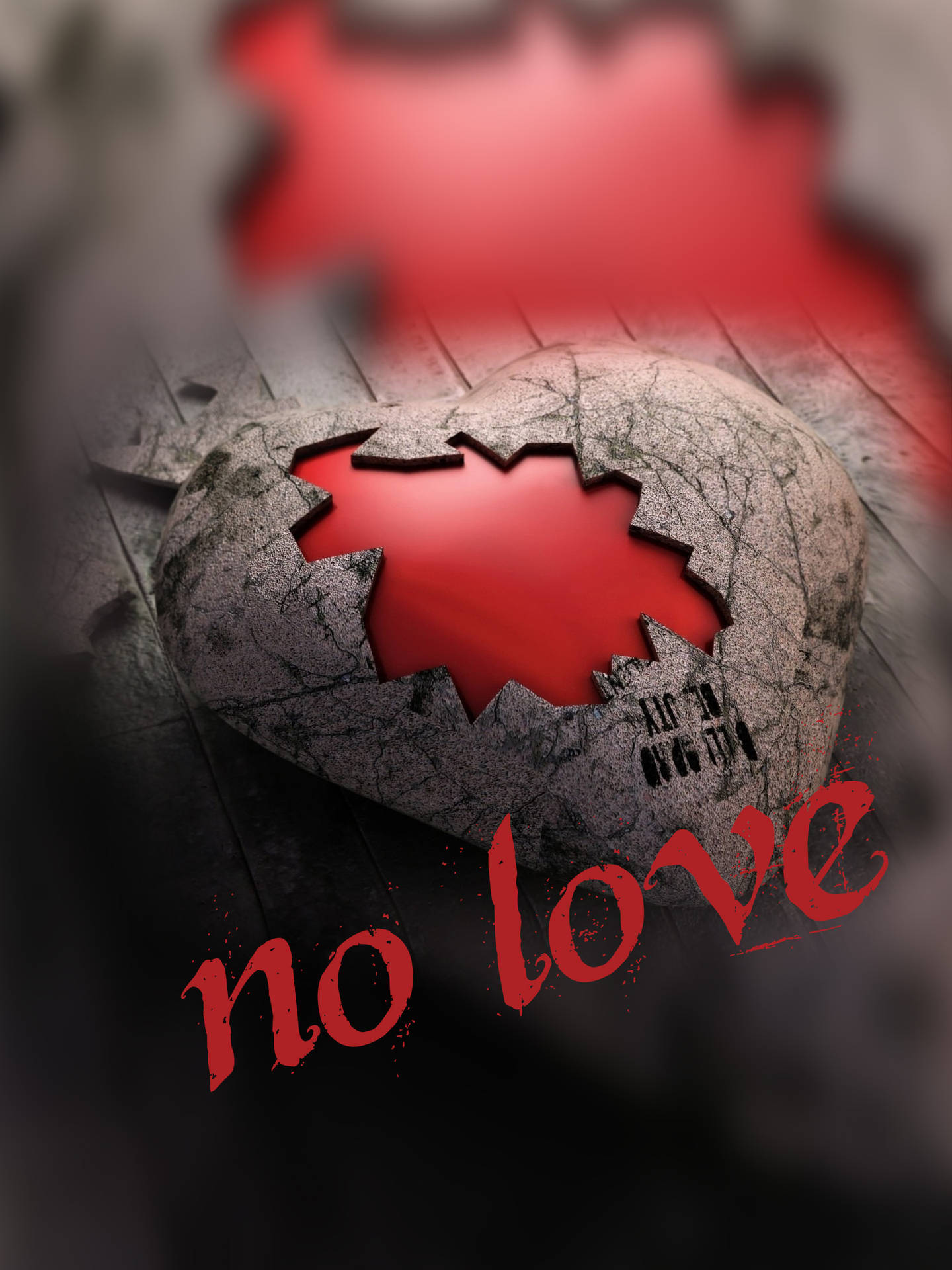 No Love Shattered Stone Heart