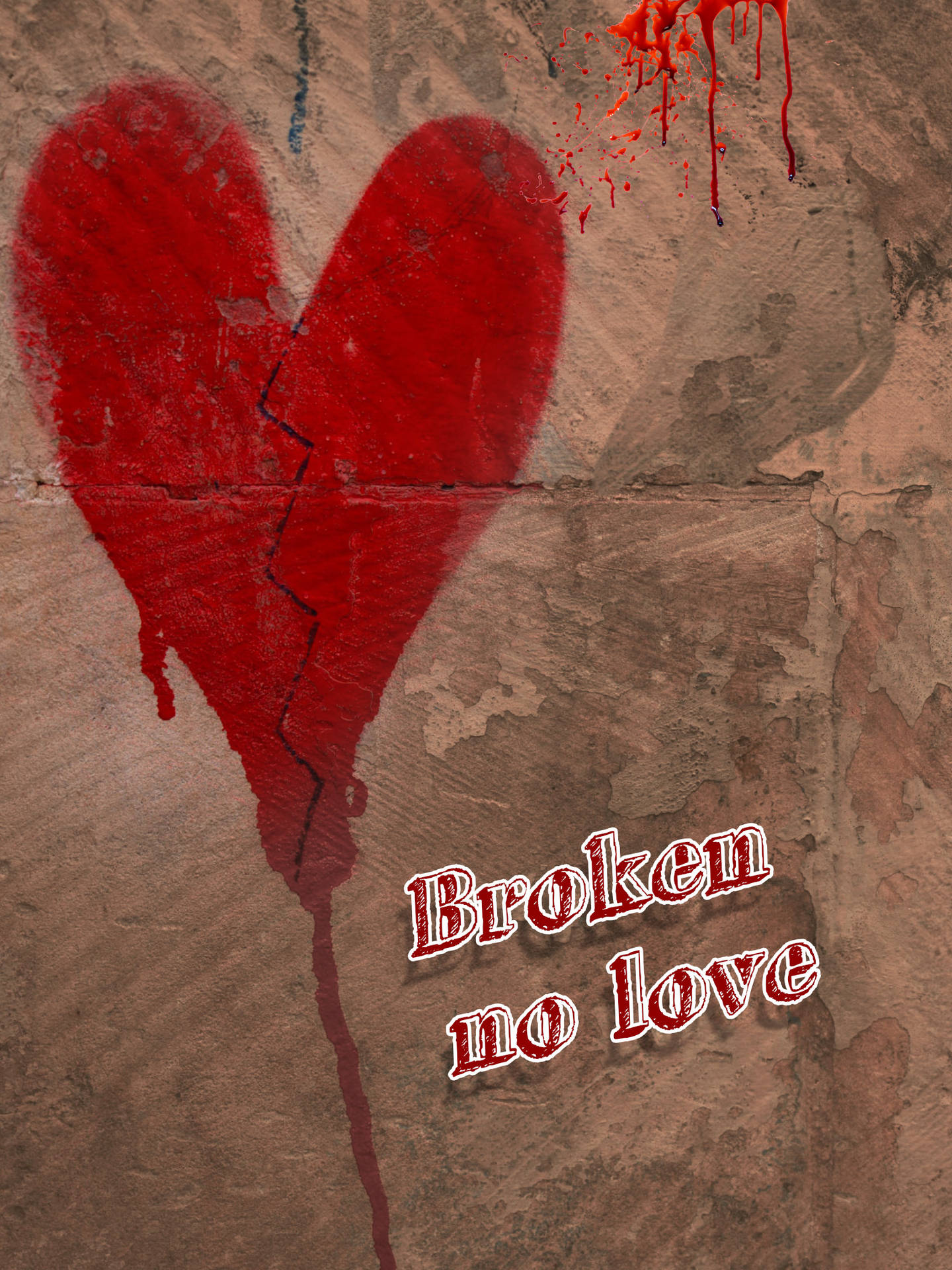No Love Spray-painted Broken Heart Background
