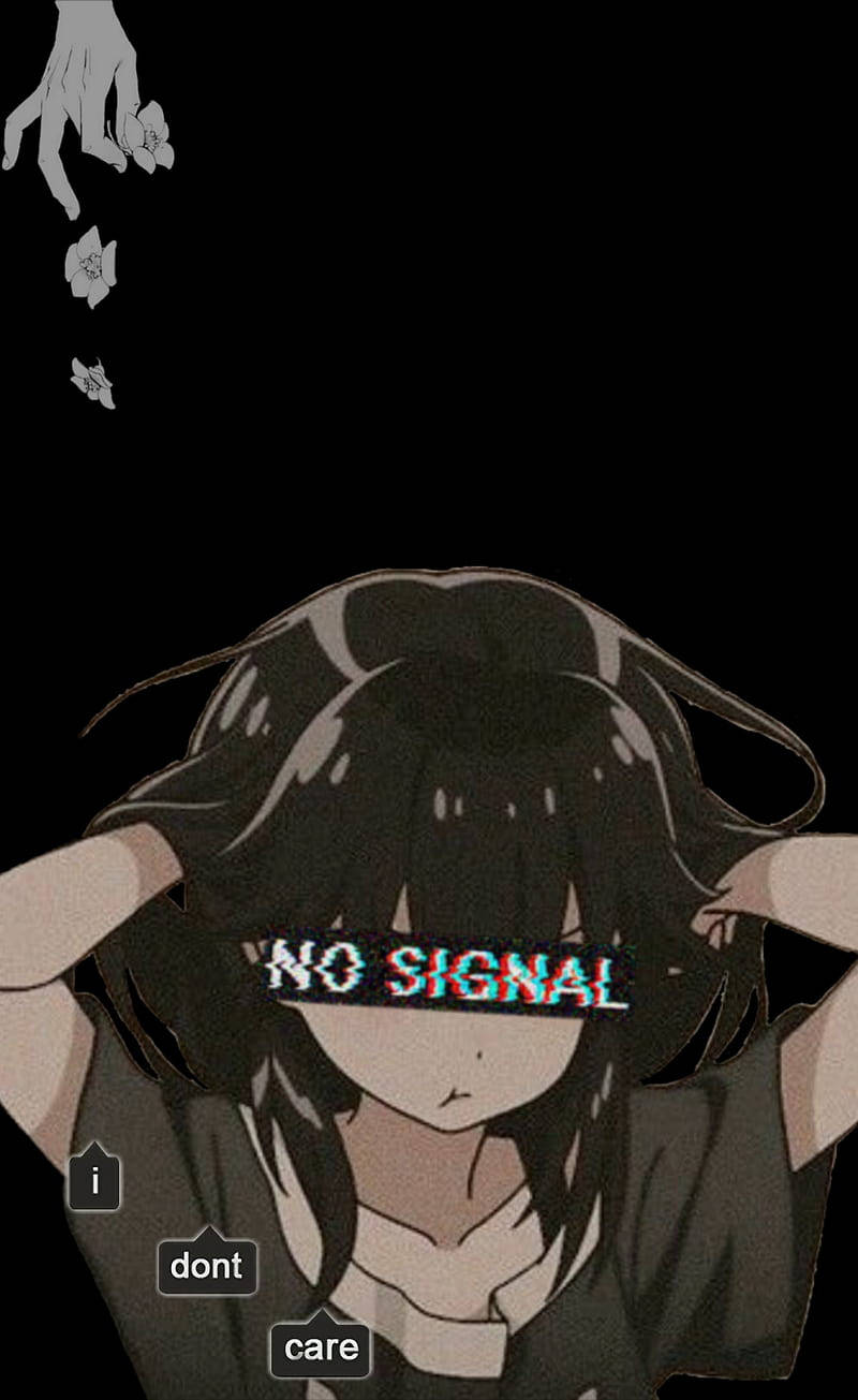 No Signal Edgy Anime Girl Background