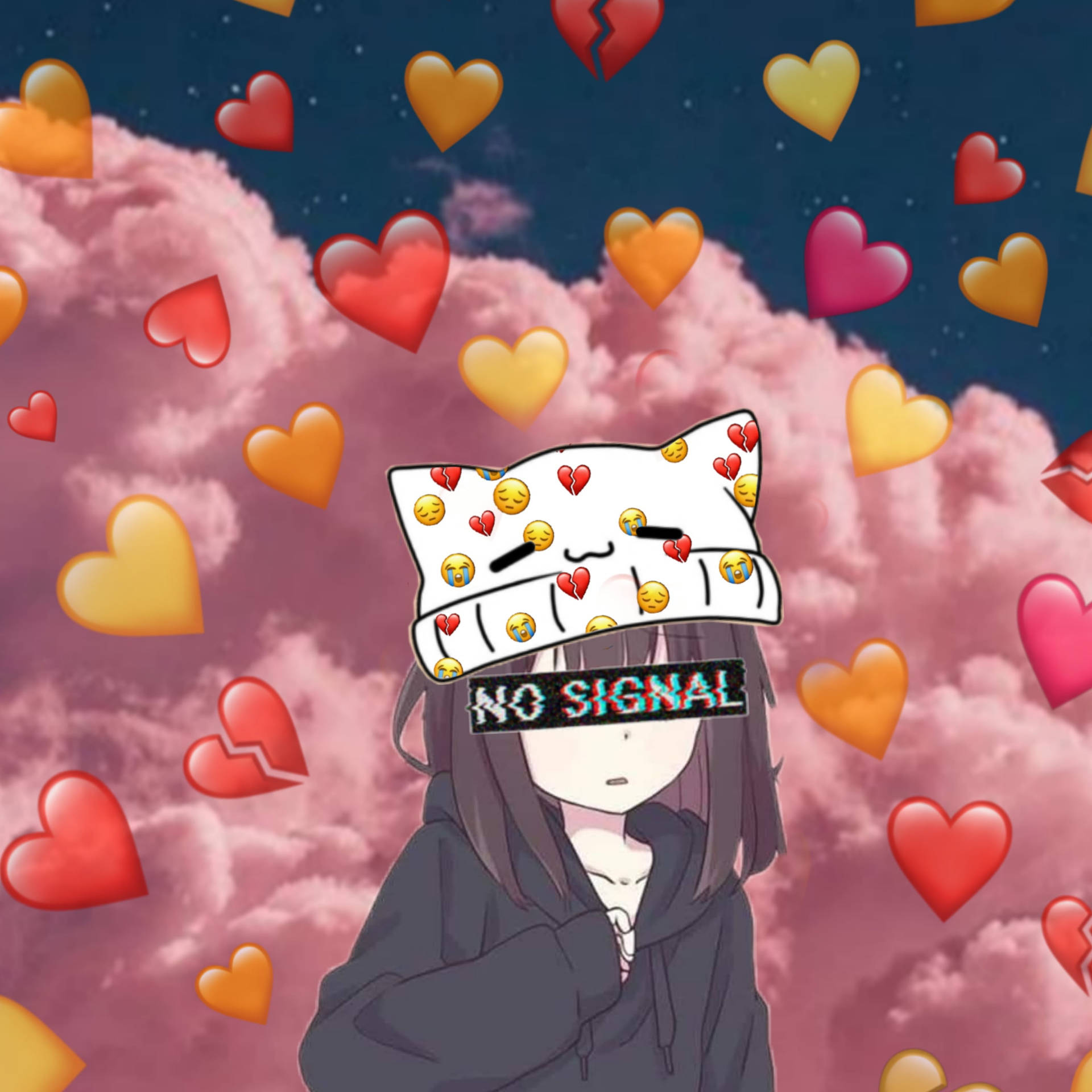 No Signal Emojis Anime Girl Picsart Background