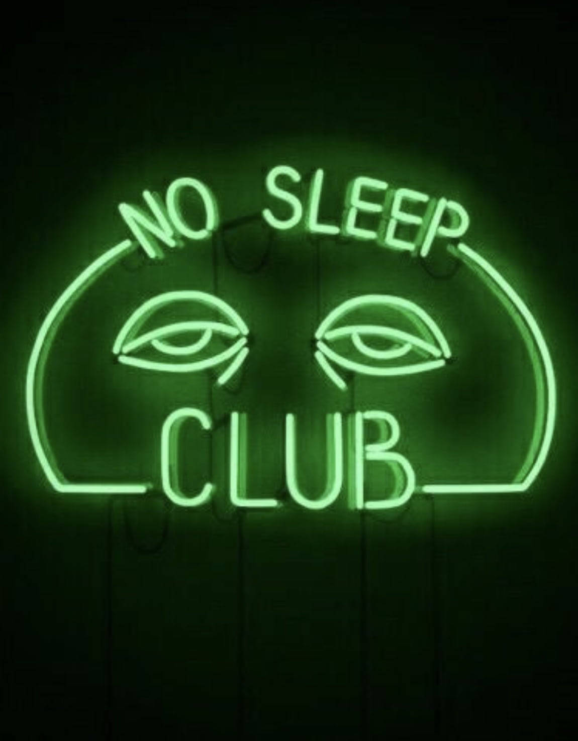 No Sleep Club Neon Green Aesthetic Background