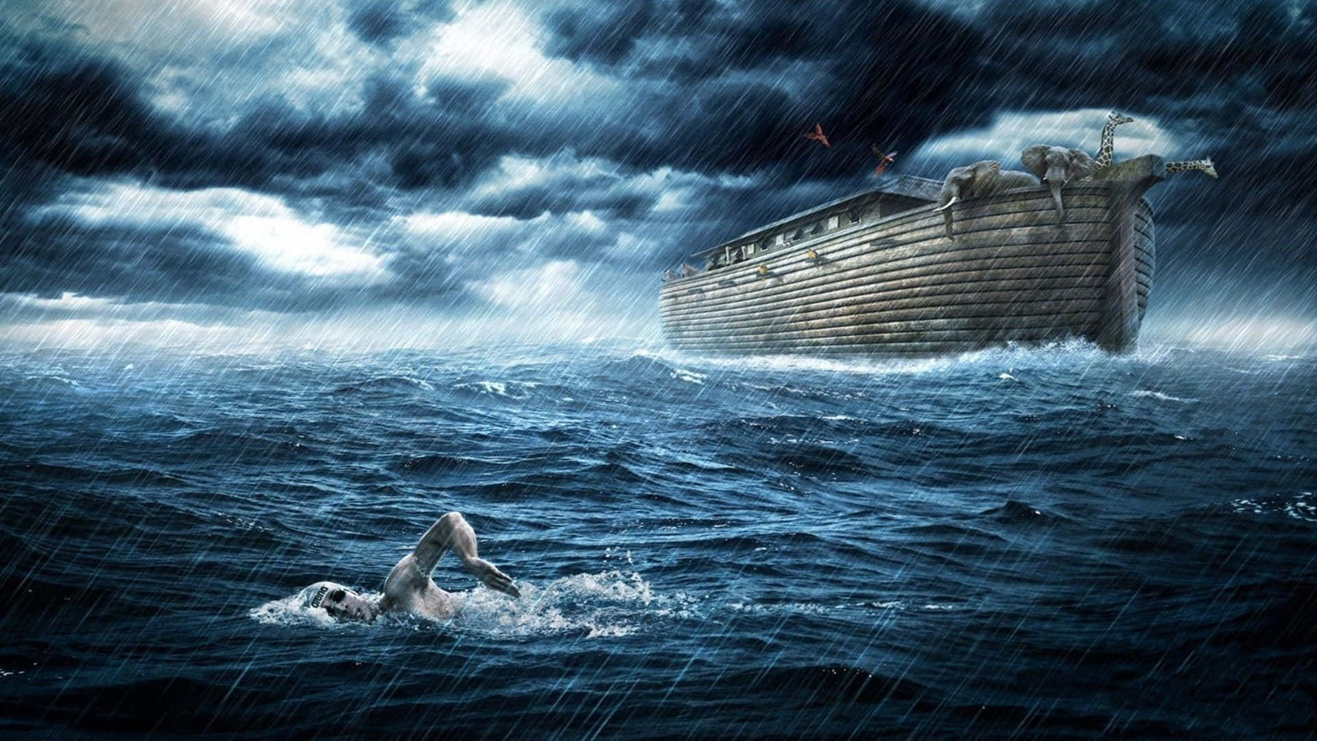 Noah's Ark In The Ocean Background