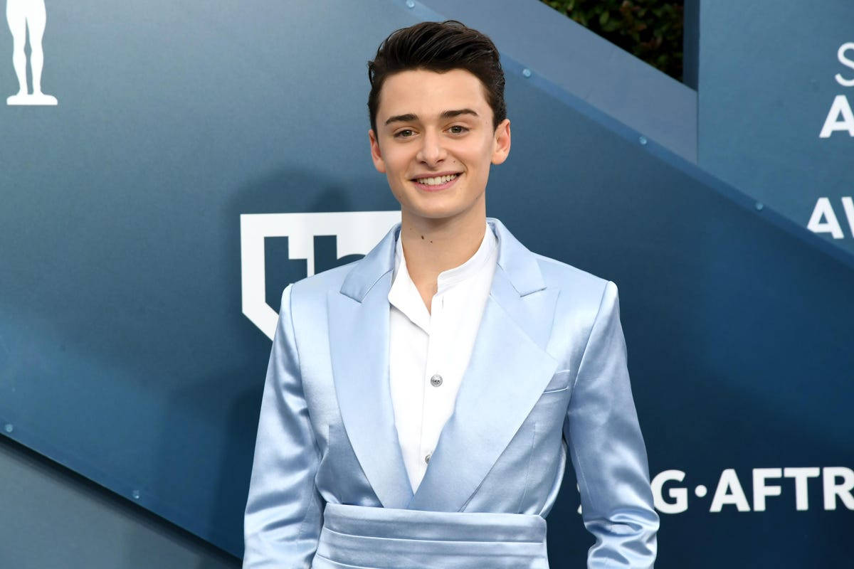 Noah Schnapp Wearing Dusty Blue Suit