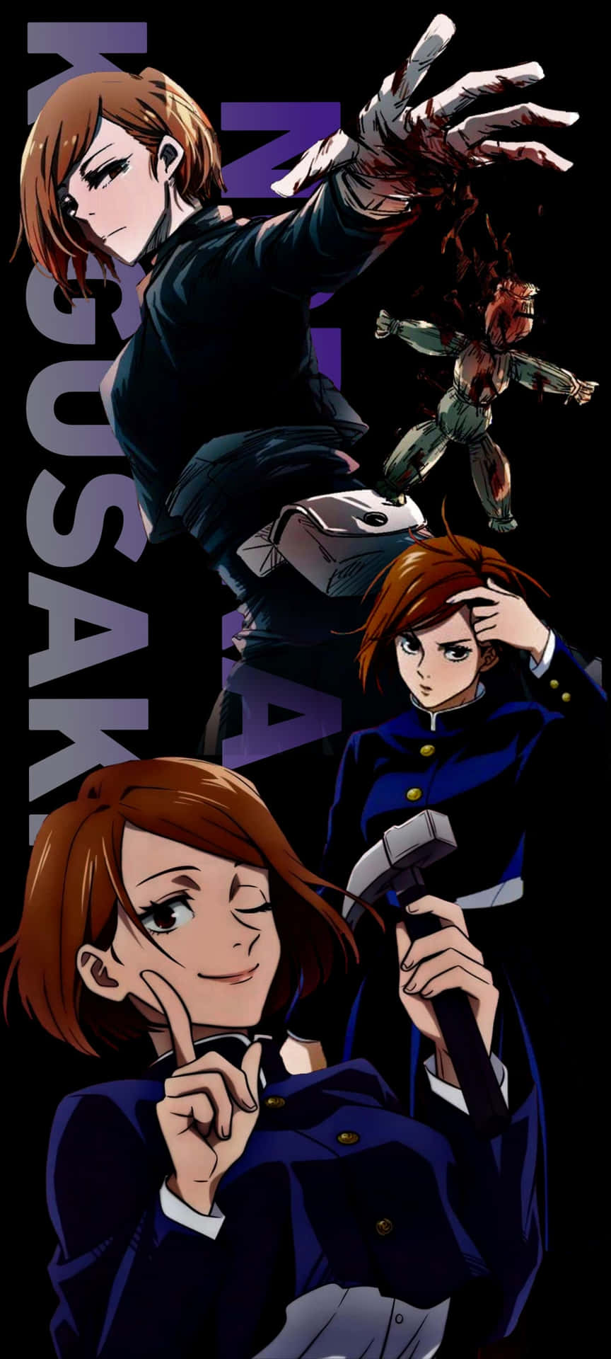 Nobara Kugisaki From Jujutsu Kaisen In Powerful Action Pose Background