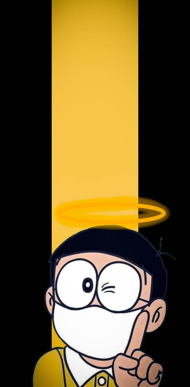 Nobita Wearing A Face Mask Background