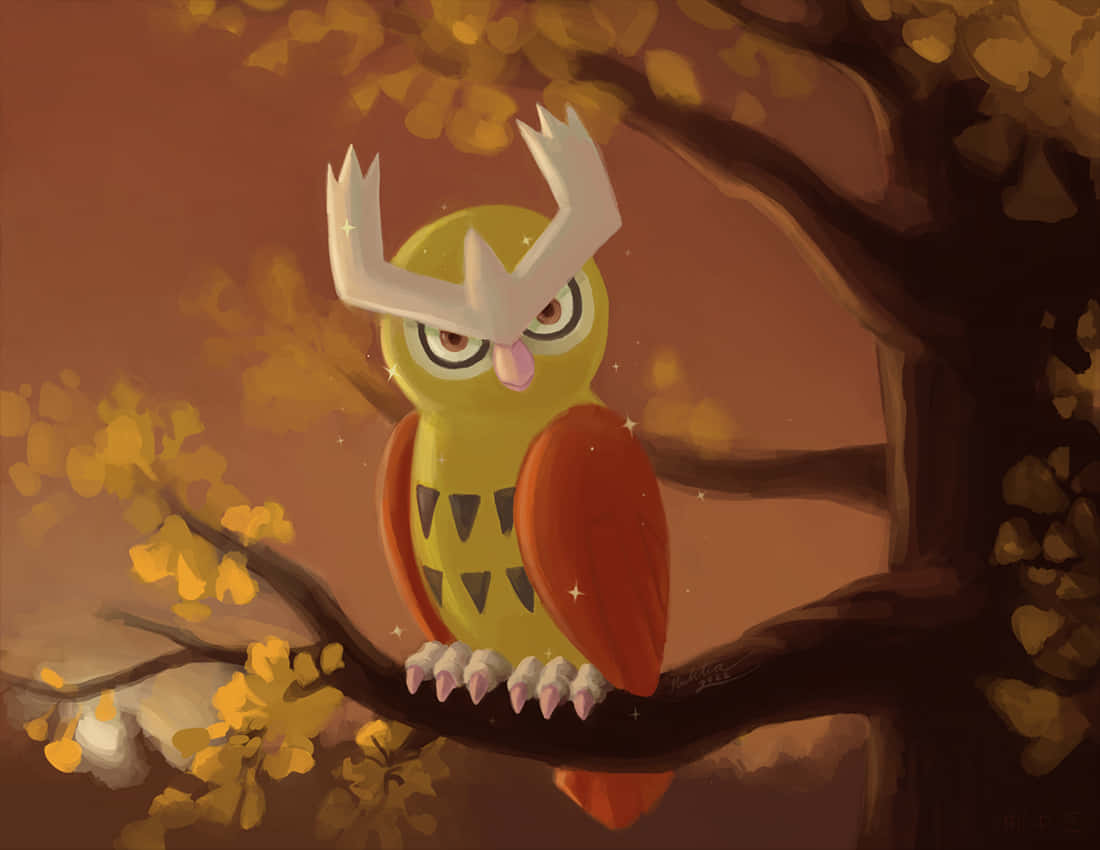 Noctowl Pokemon Autumn Perch Background