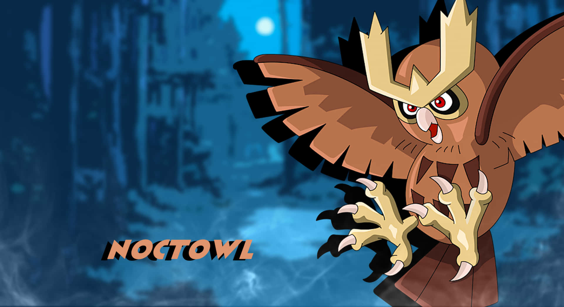 Noctowl Pokemonin Moonlit Forest Background