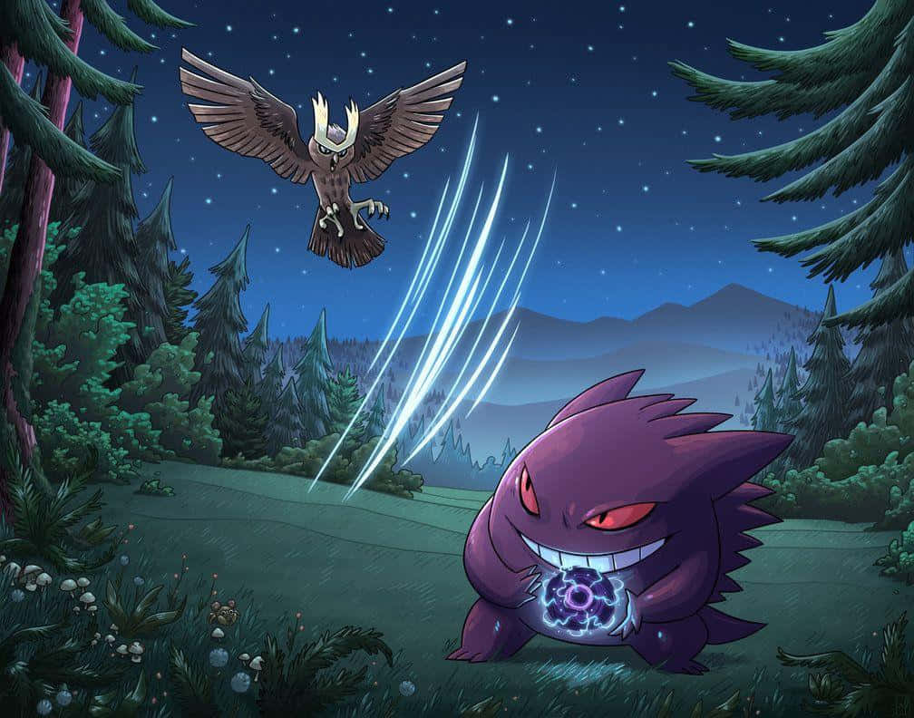 Noctowl Versus Gengar Pokemon Battle Background