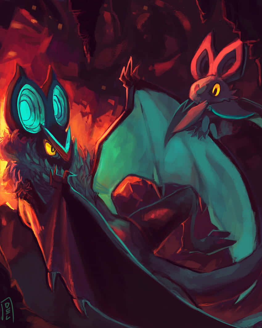 Noibat And Noivern In Fiery Cave