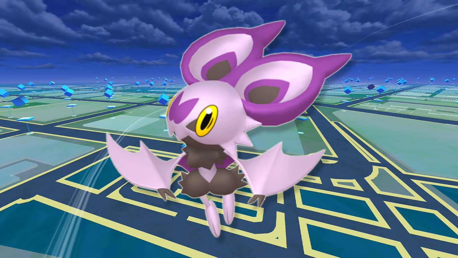 Noibat Flying Over A Game Map In A Digital Domain Background