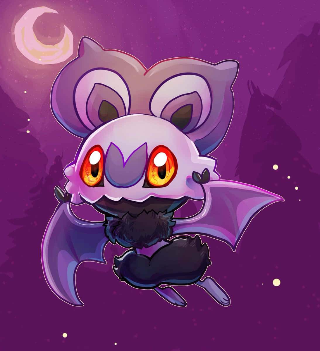 Noibat In Purple Night Sky Background