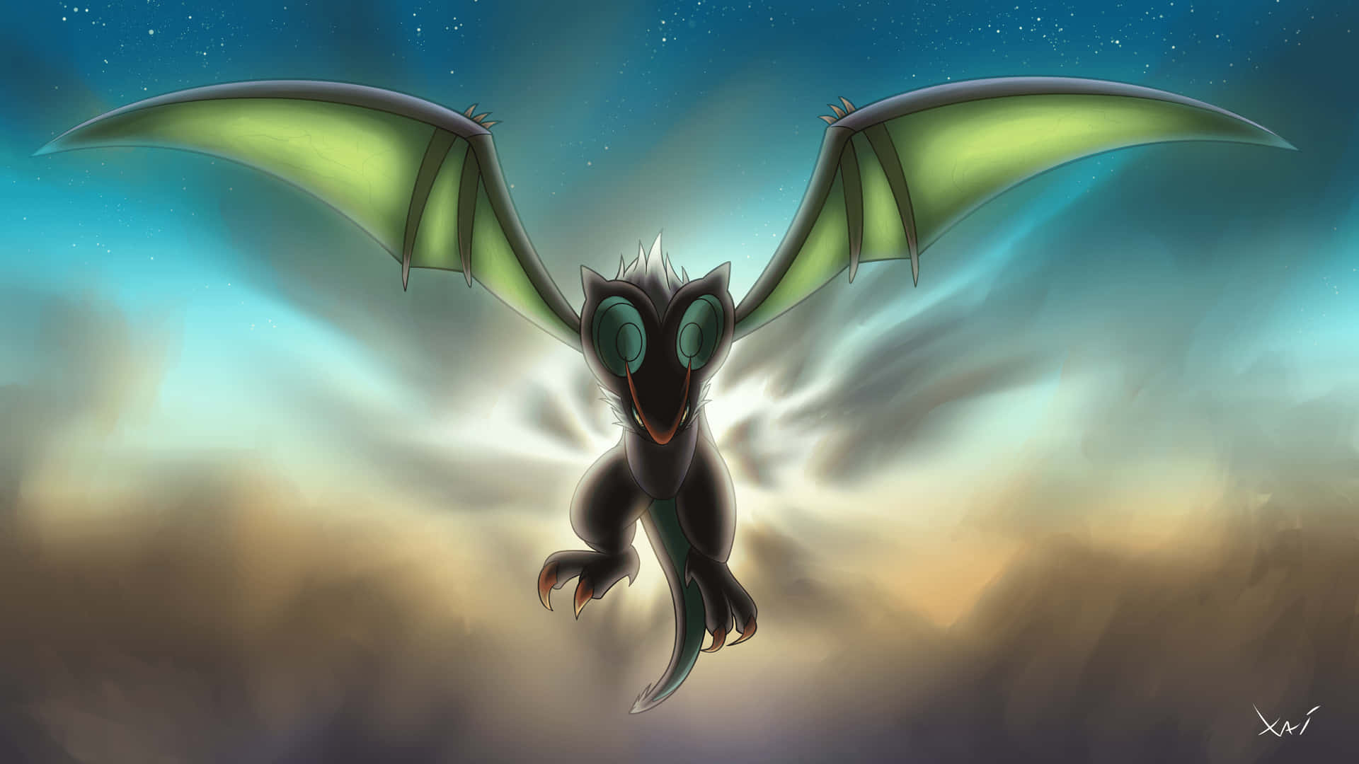 Noivern Flying Dragon Pokemon Art Background