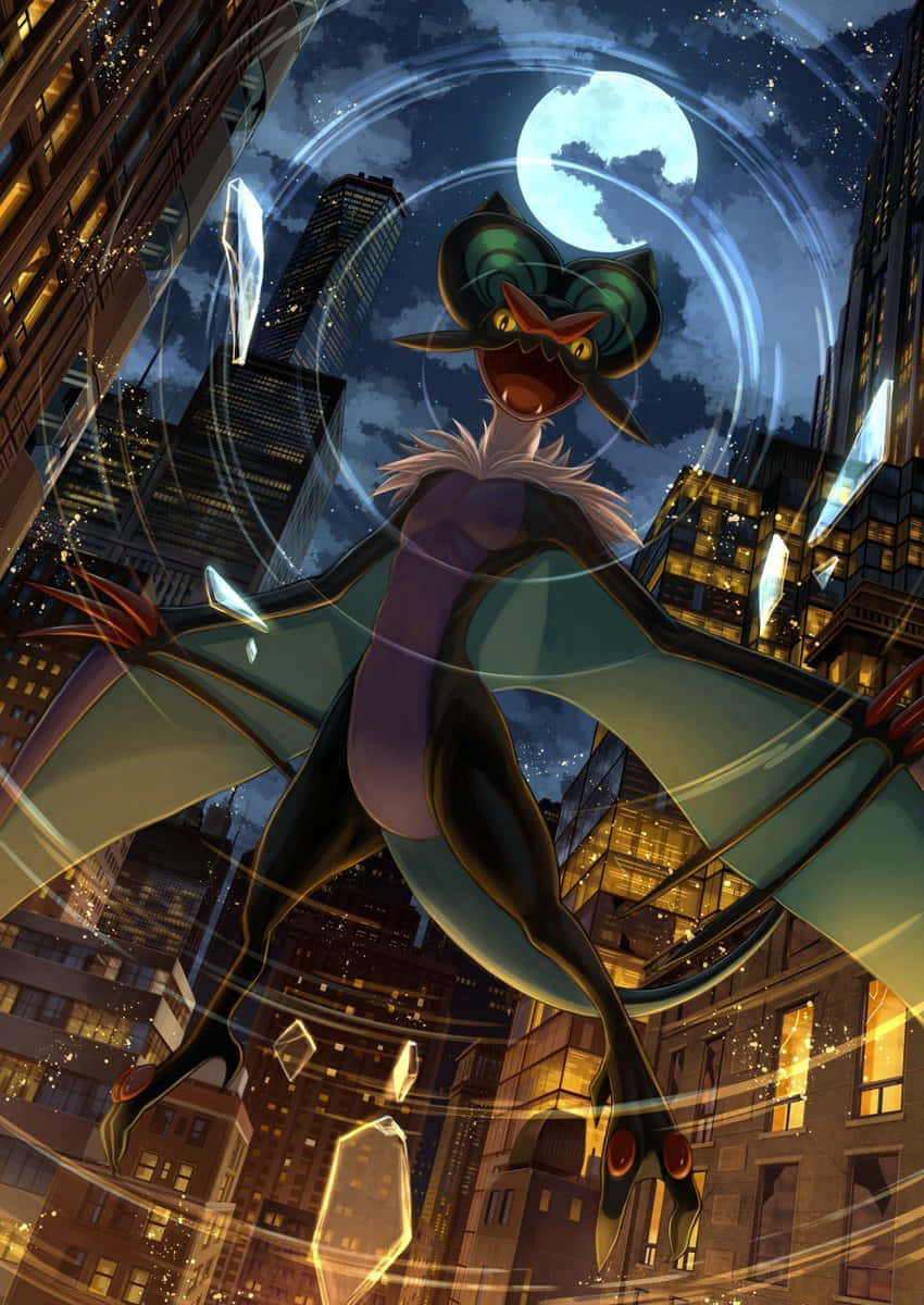 Noivern Nighttime Cityscape Background