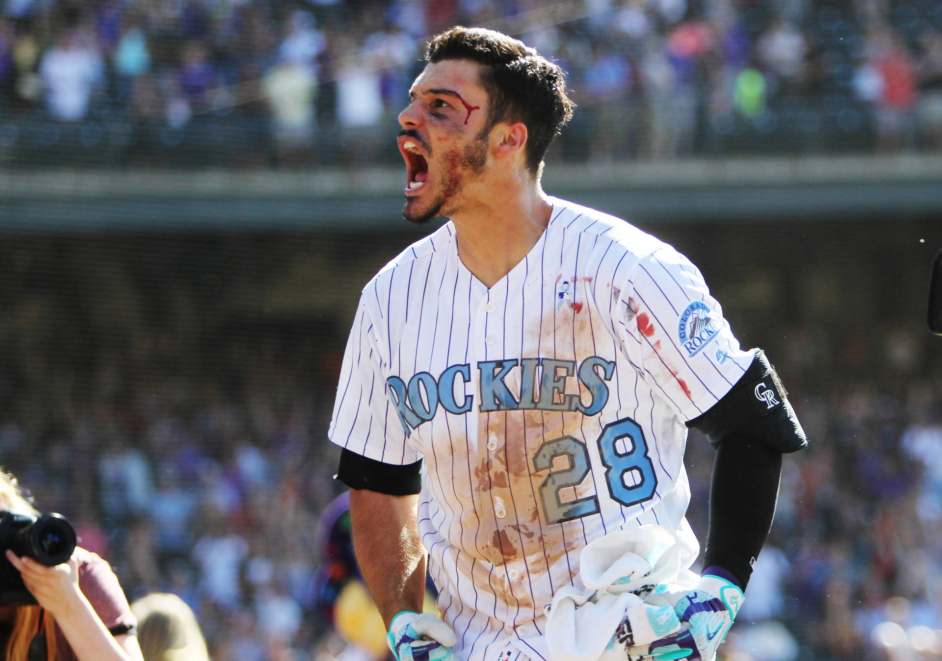 Nolan Arenado With Dirty Jersey Background