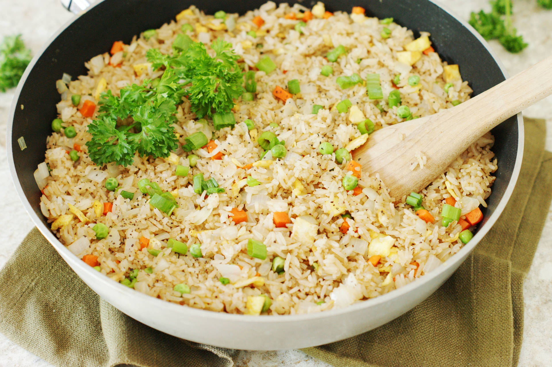 Non-stick Wok Filled With Egg Fried Rice