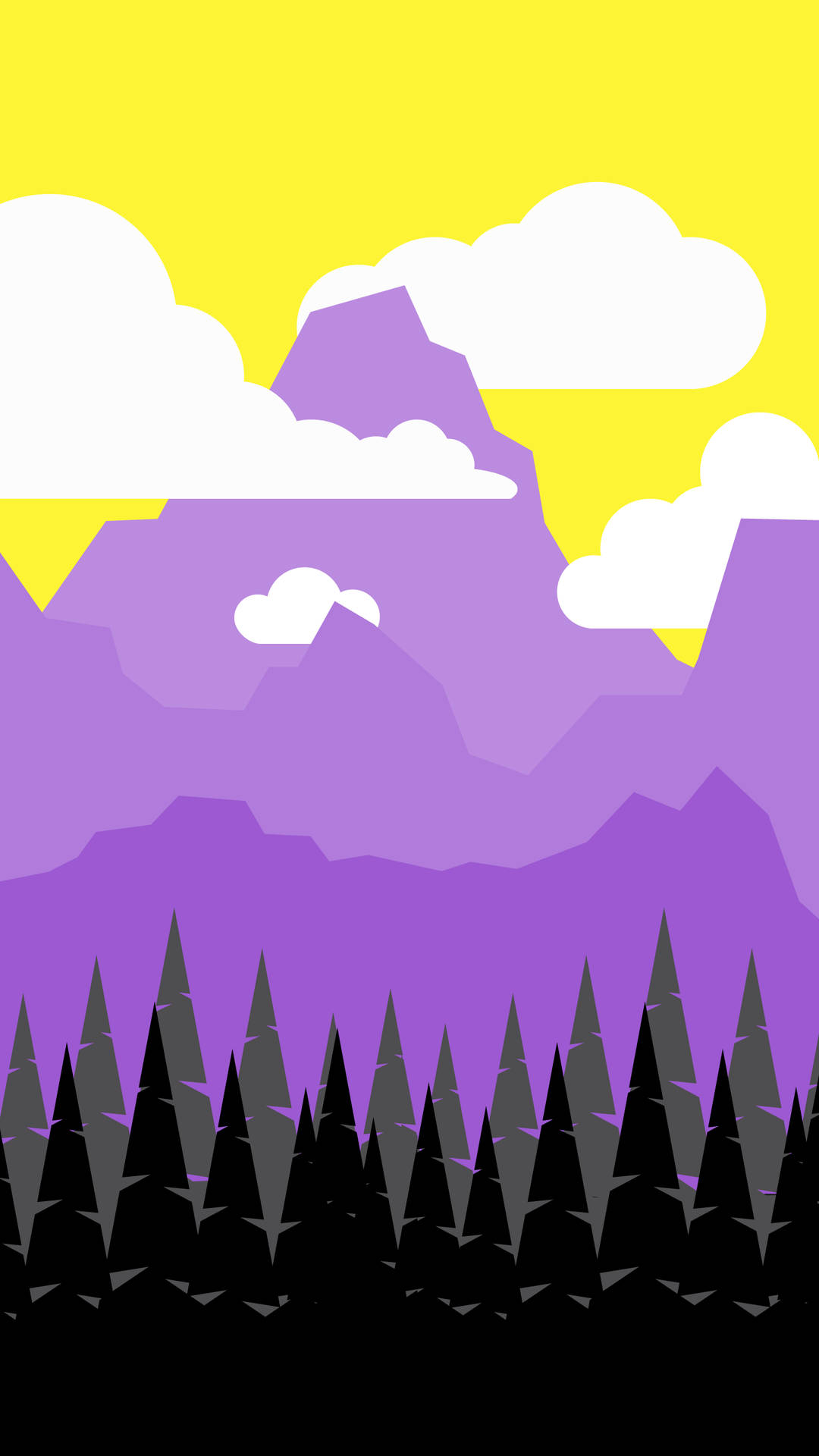 Nonbinary Themed Mountain Forest Vector Art Background