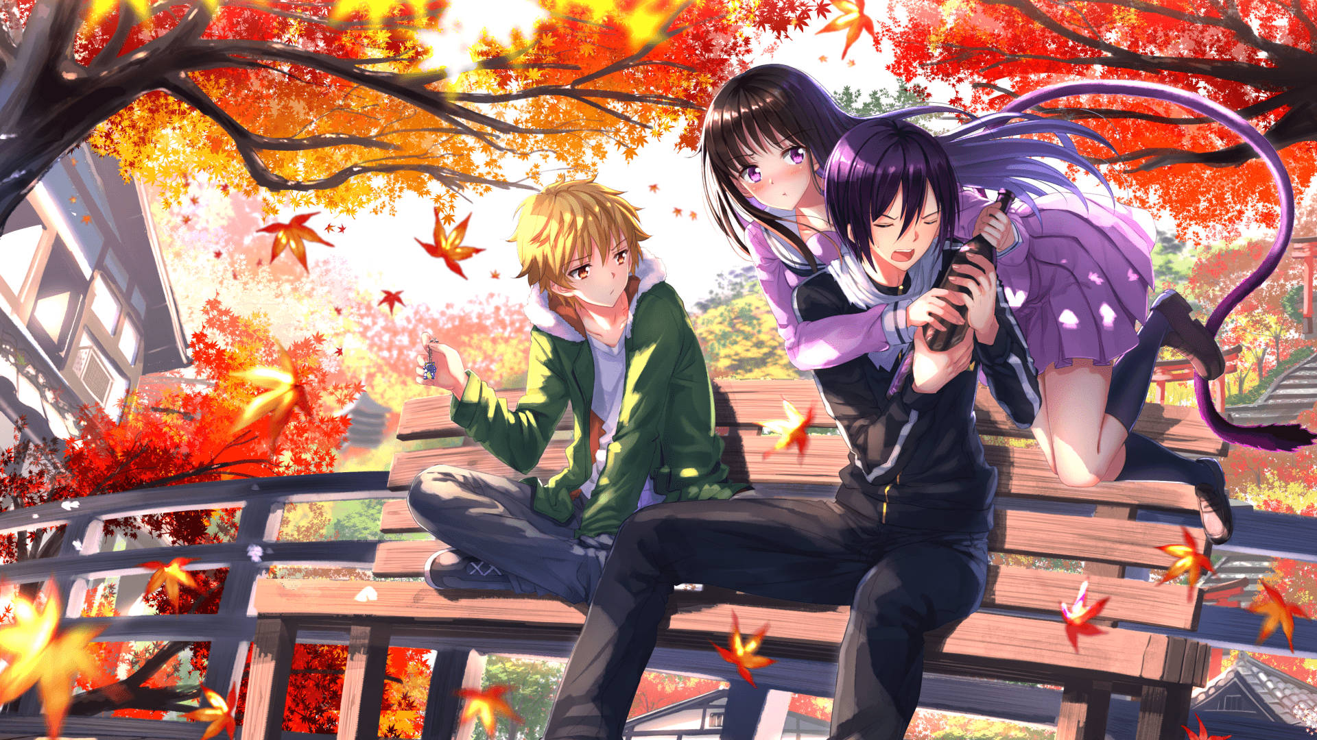 Noragami Autumn Trees Park Background