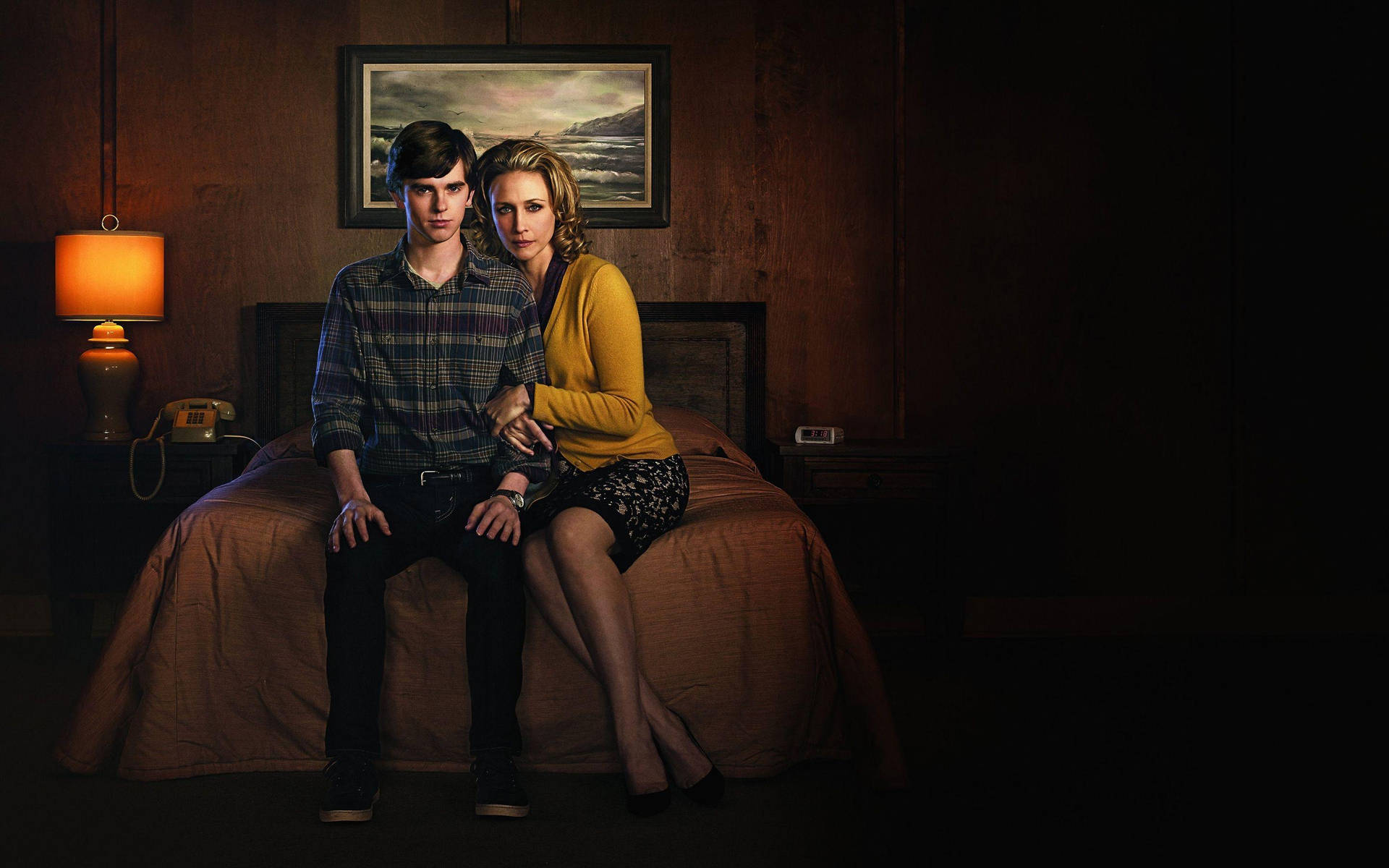 Norma And Norman Sitting In Bates Motel Room