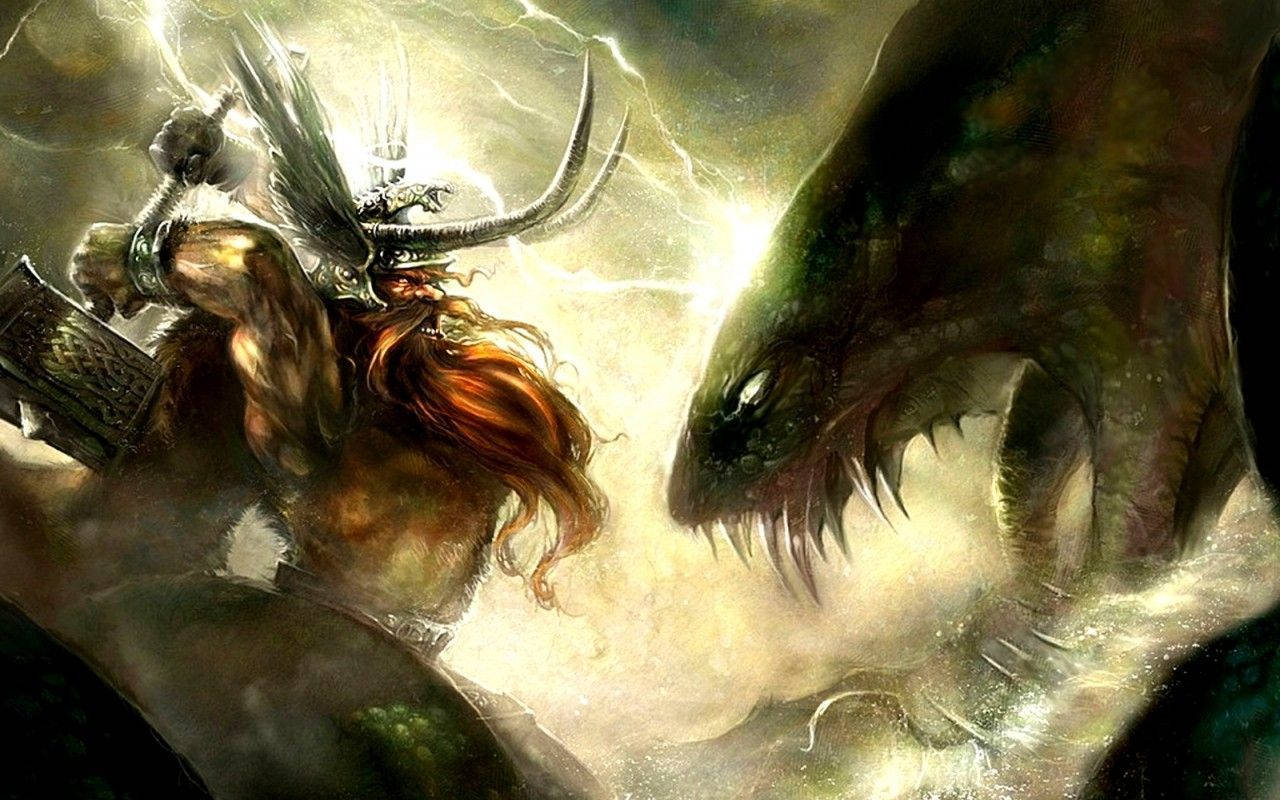 Norse Mythology Thor And The Serpent