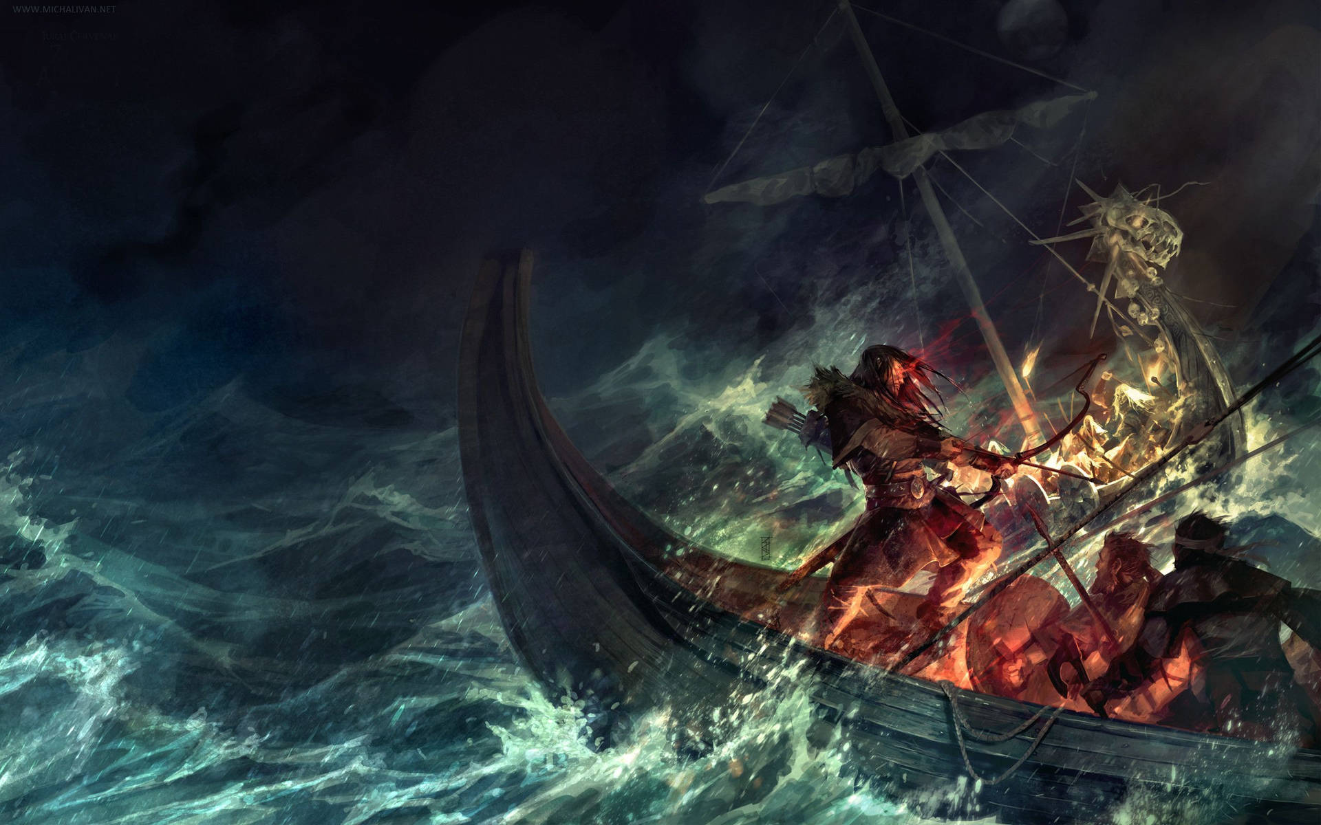 Norse Viking Sea Storm Background