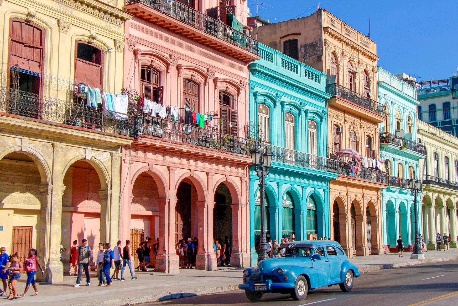 North America Cuba Pastel Houses Background