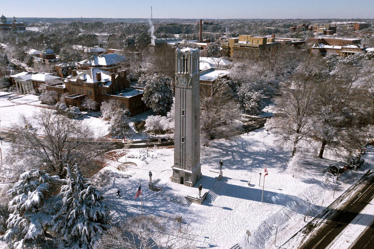 North Carolina State University Snowy Memorial Belltower