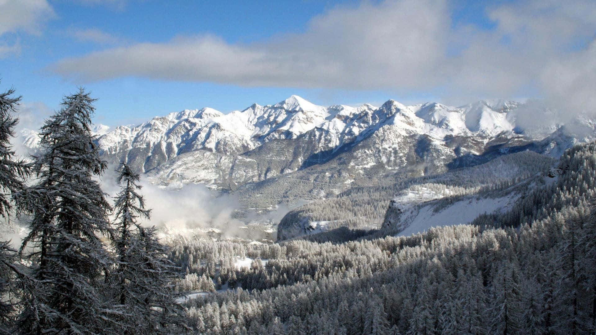 North Conway White Mountains New Hampshire Winter Landscape Background