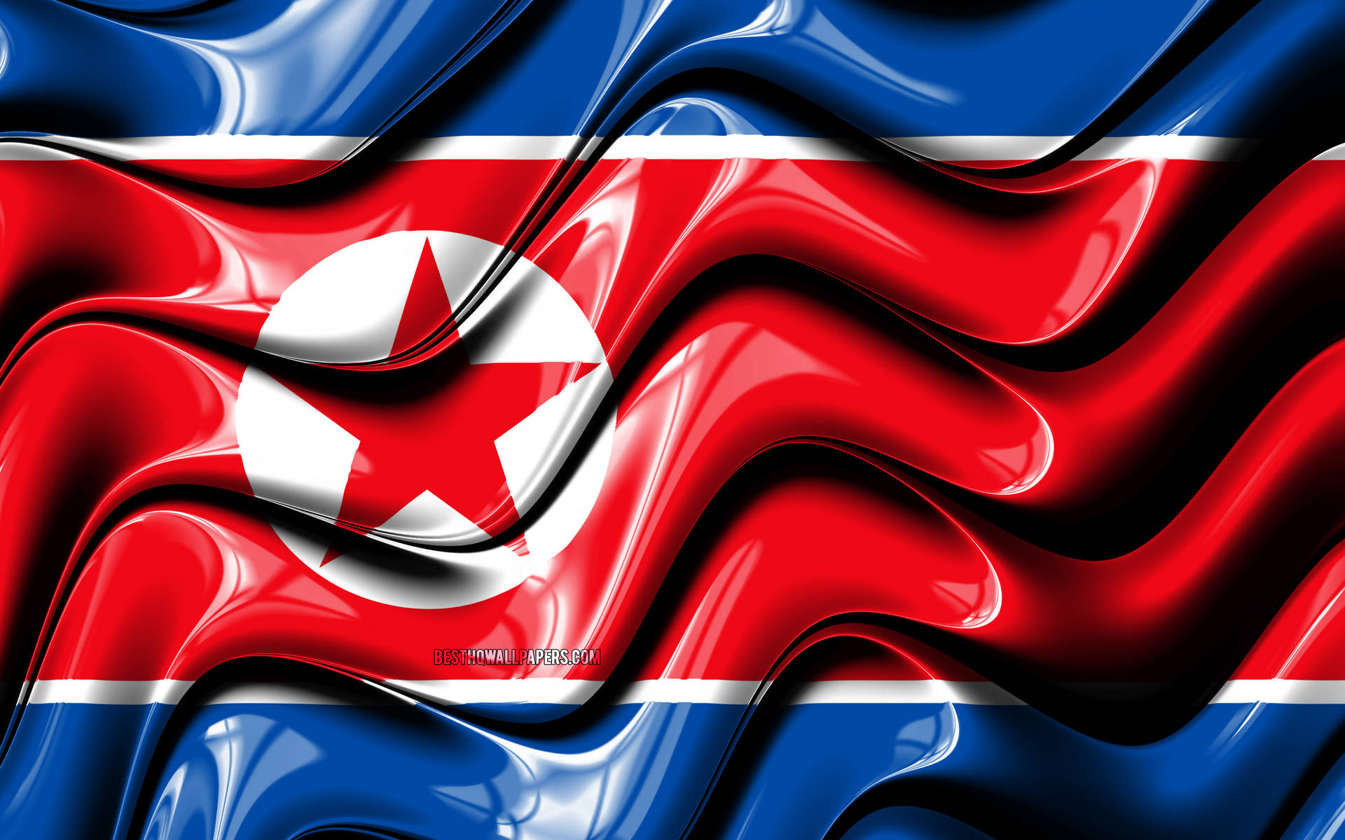 North Korea Flag Liquid Design Background