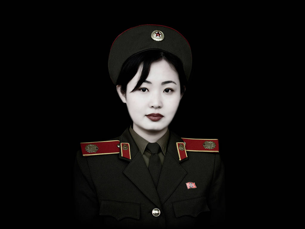 North Korea Lady Soldier Background