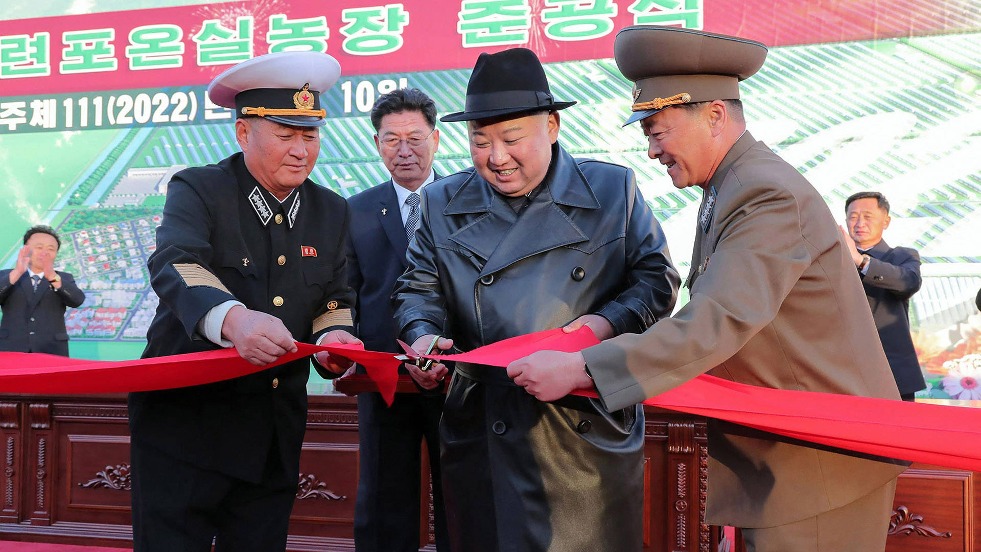 North Korea Leader Ribbon Cutting Background