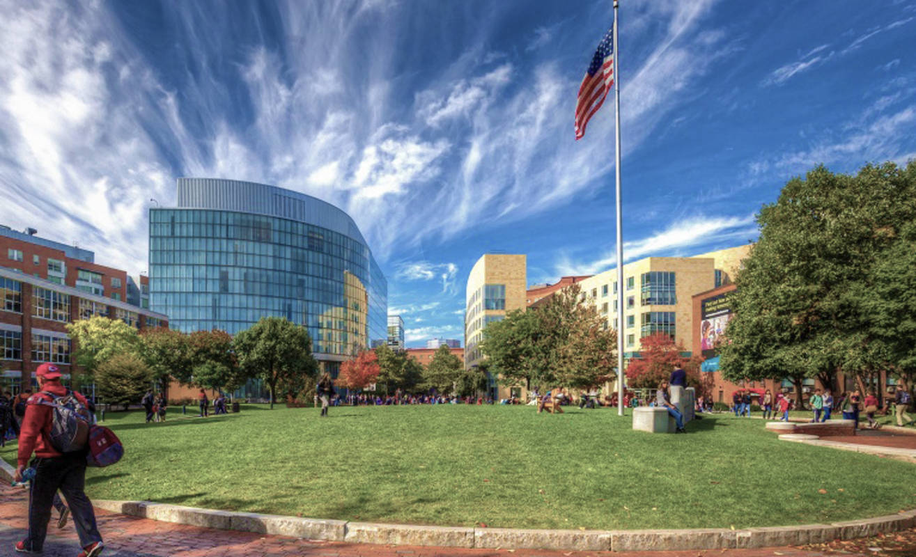 Northeastern University And Flag Background