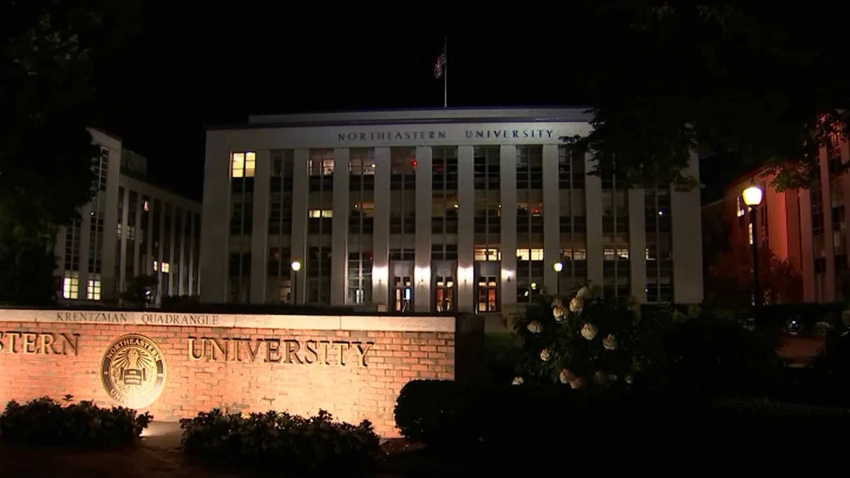 Northeastern University At Night Background