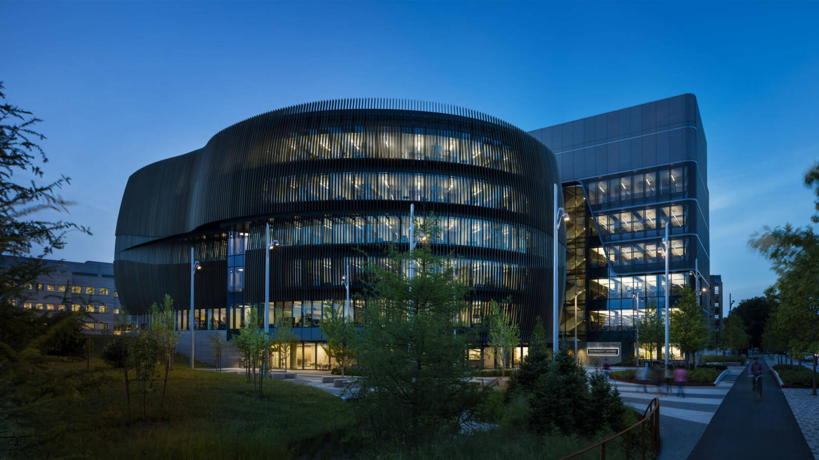 Northeastern University's Innovative Isec Building Background