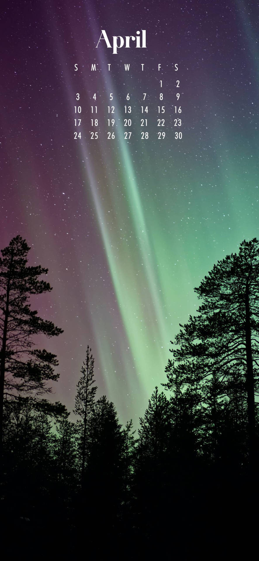 Northern Lights April 2022 Calendar