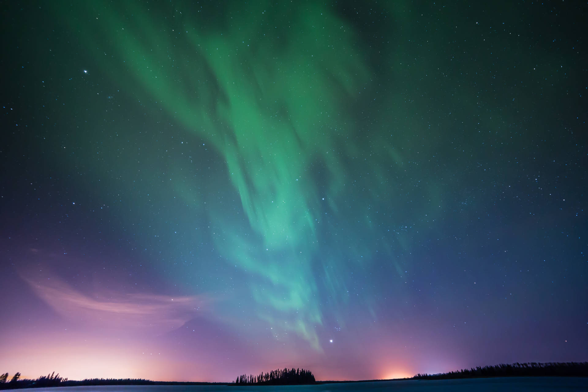 Northern Lights Glowing Dawn Sky Background