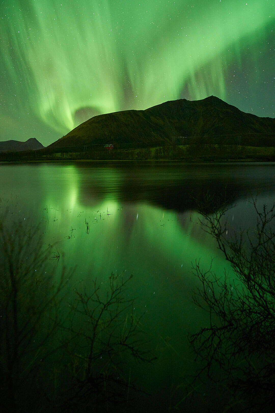 Northern Lights Over Mountain Green Iphone Background