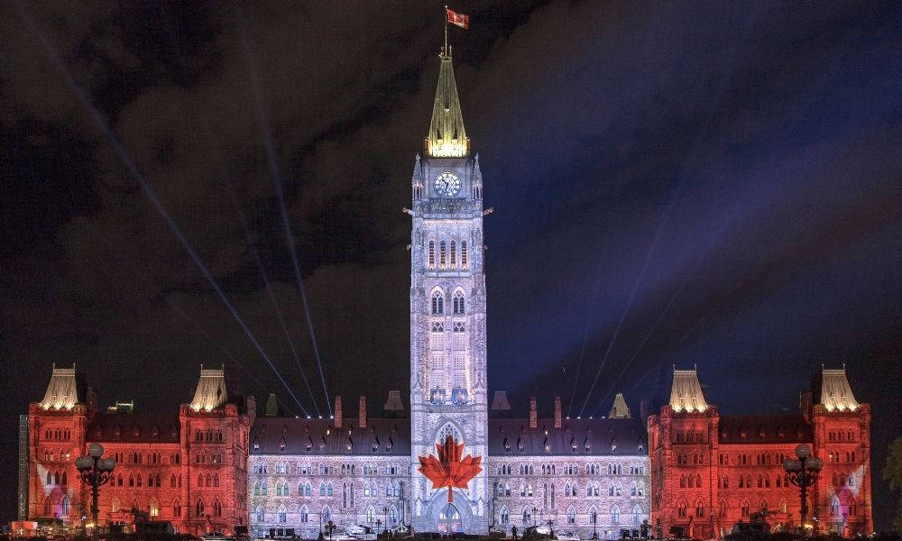 Northern Lights Show In Parliament Hill, Ottawa