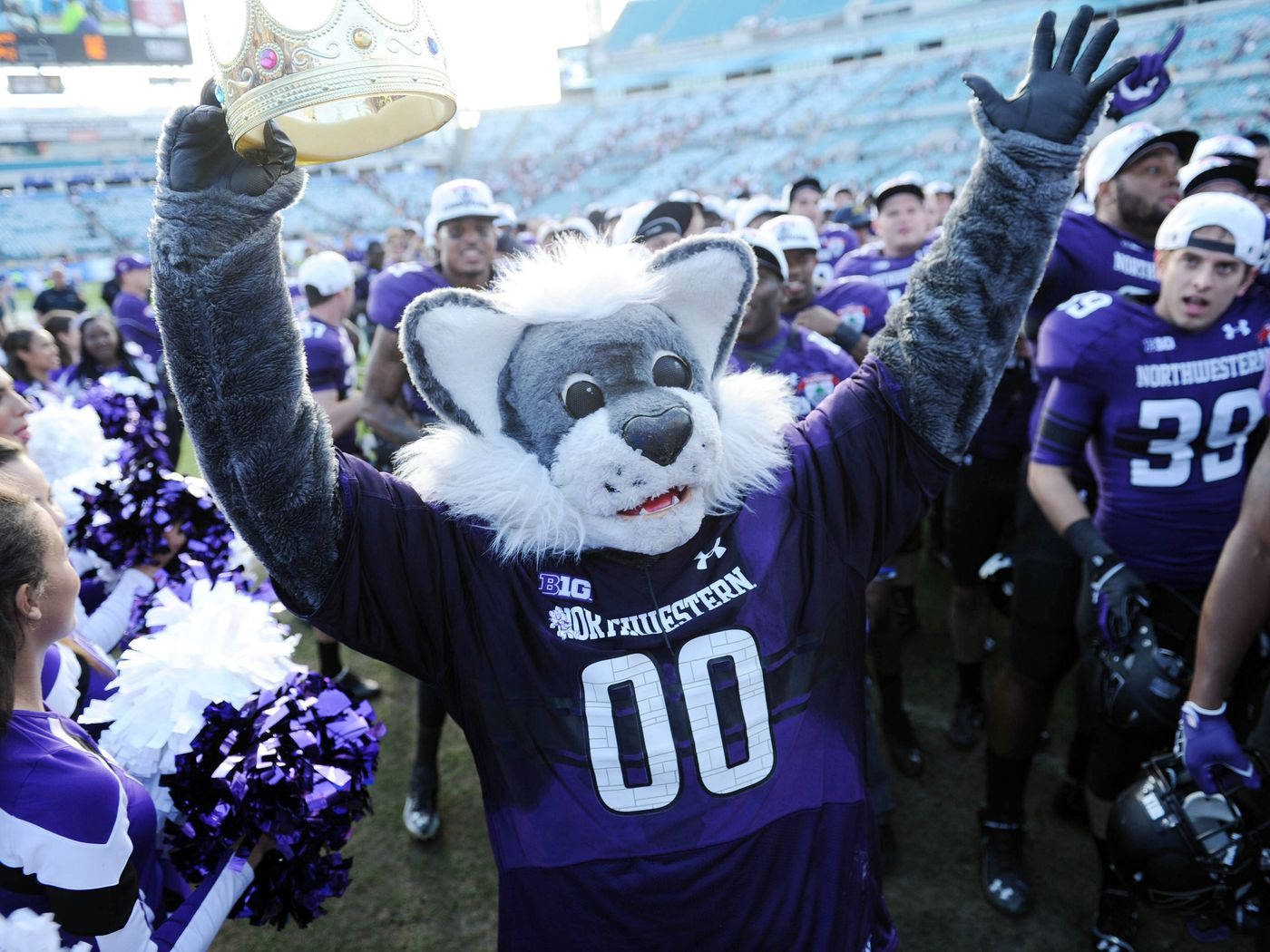 Northwestern University Mascot At Game Background