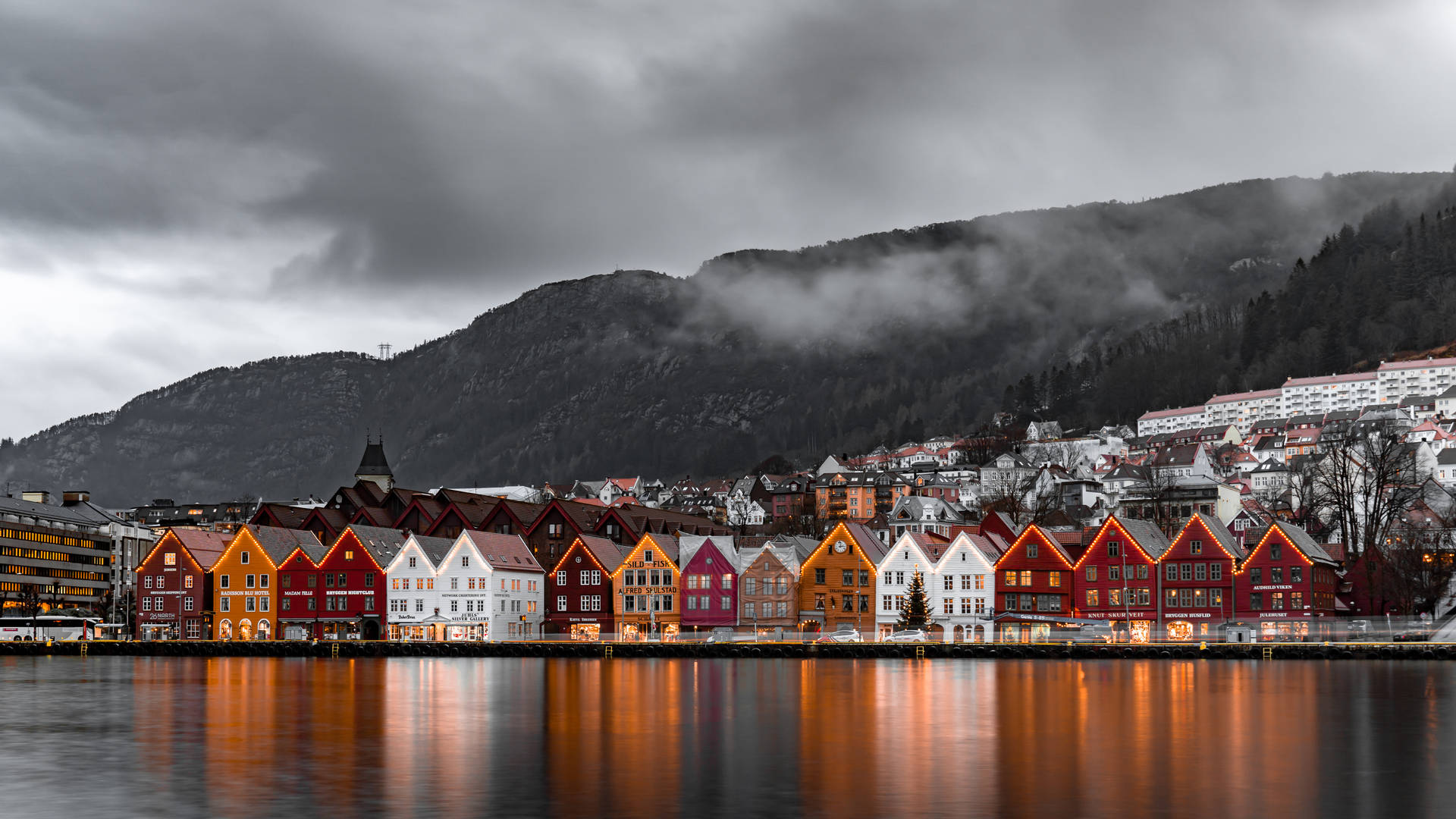 Norway Bryggen Heritage Houses Background