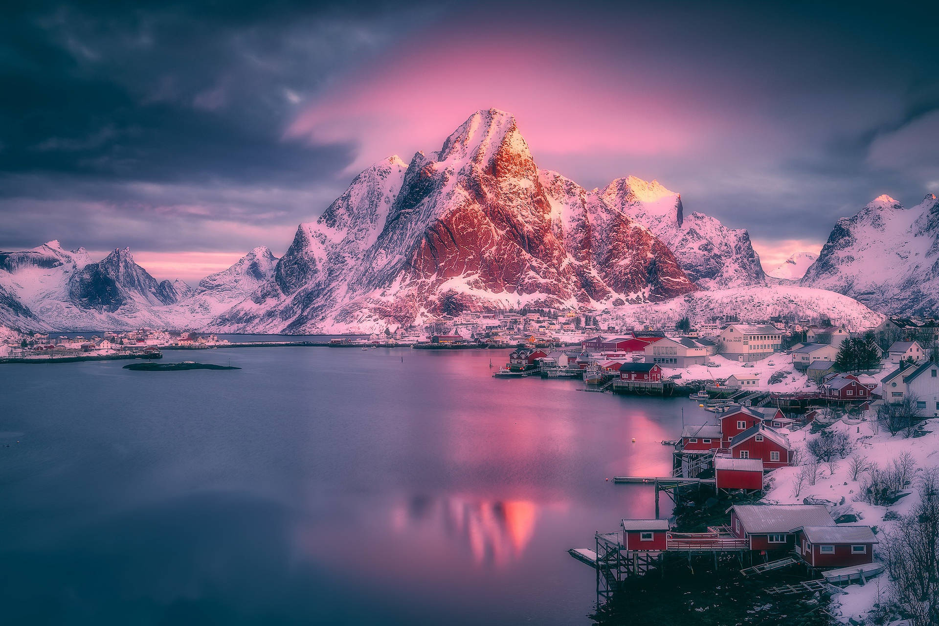 Norway Lofoten Coastal Town Background