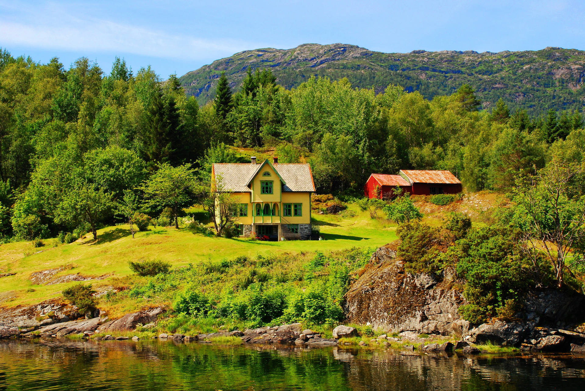 Norway Olden Colorful Small House Background