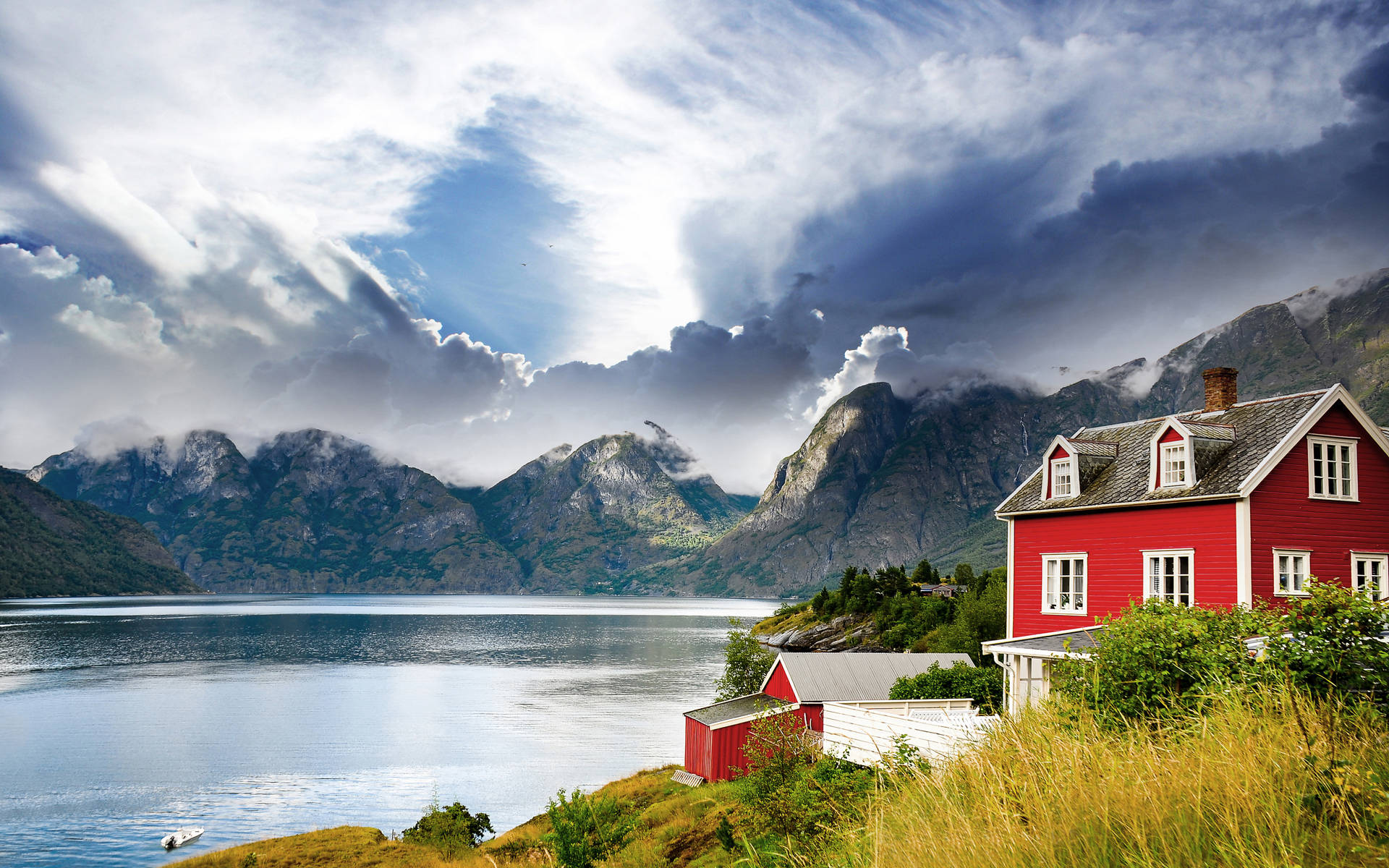 Norway Red House In Flam