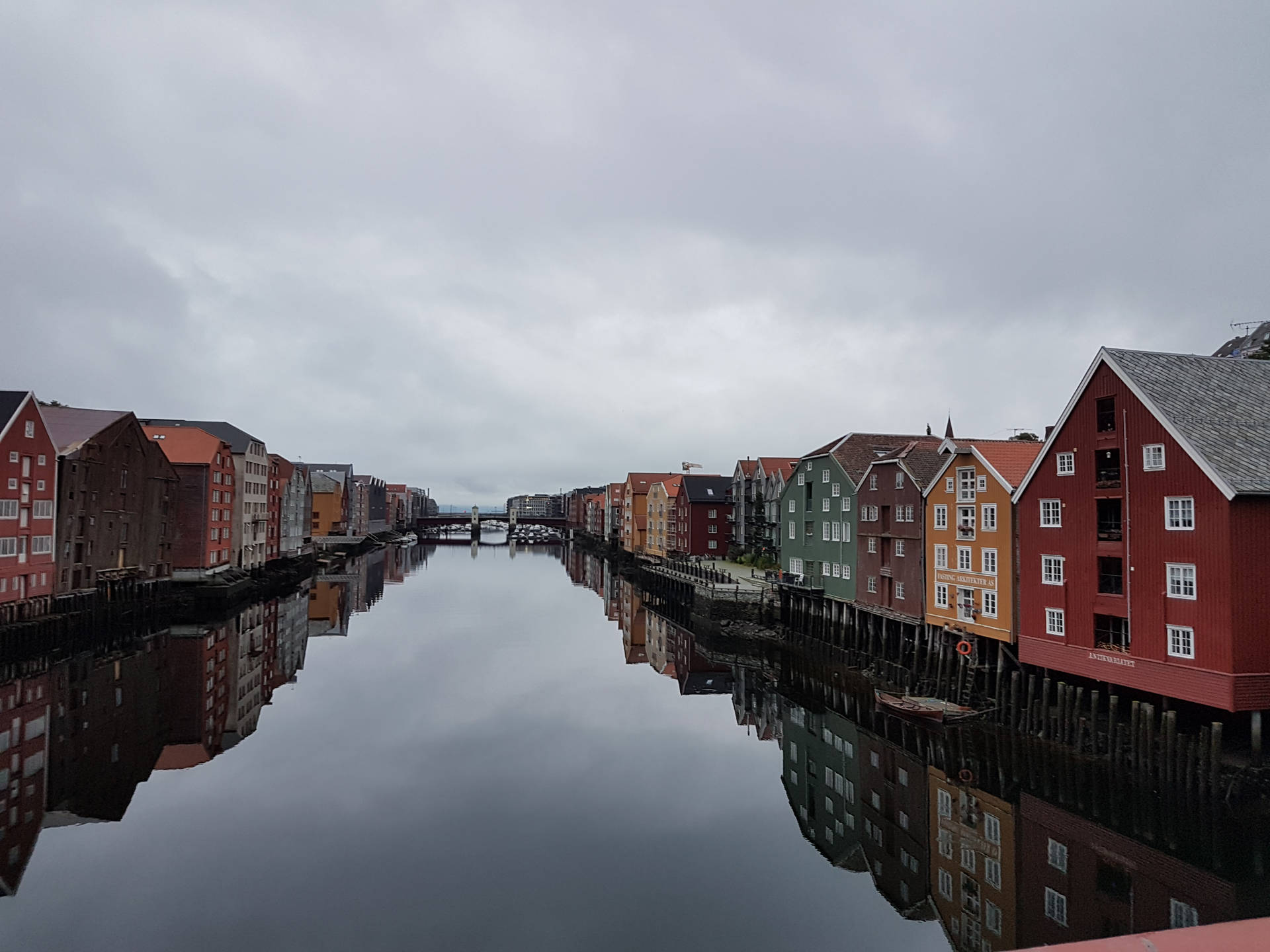 Norway Trondheim Pastel Houses Background