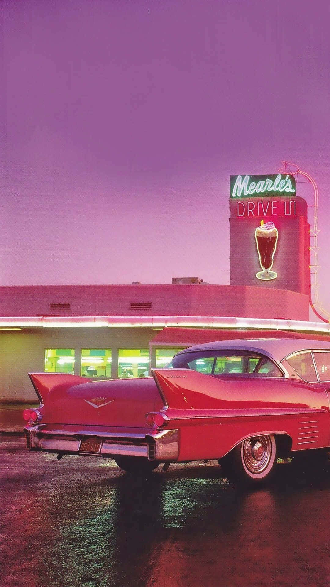 Nostalgic Aesthetics: A Classic Retro Diner In The Heart Of The City. Background