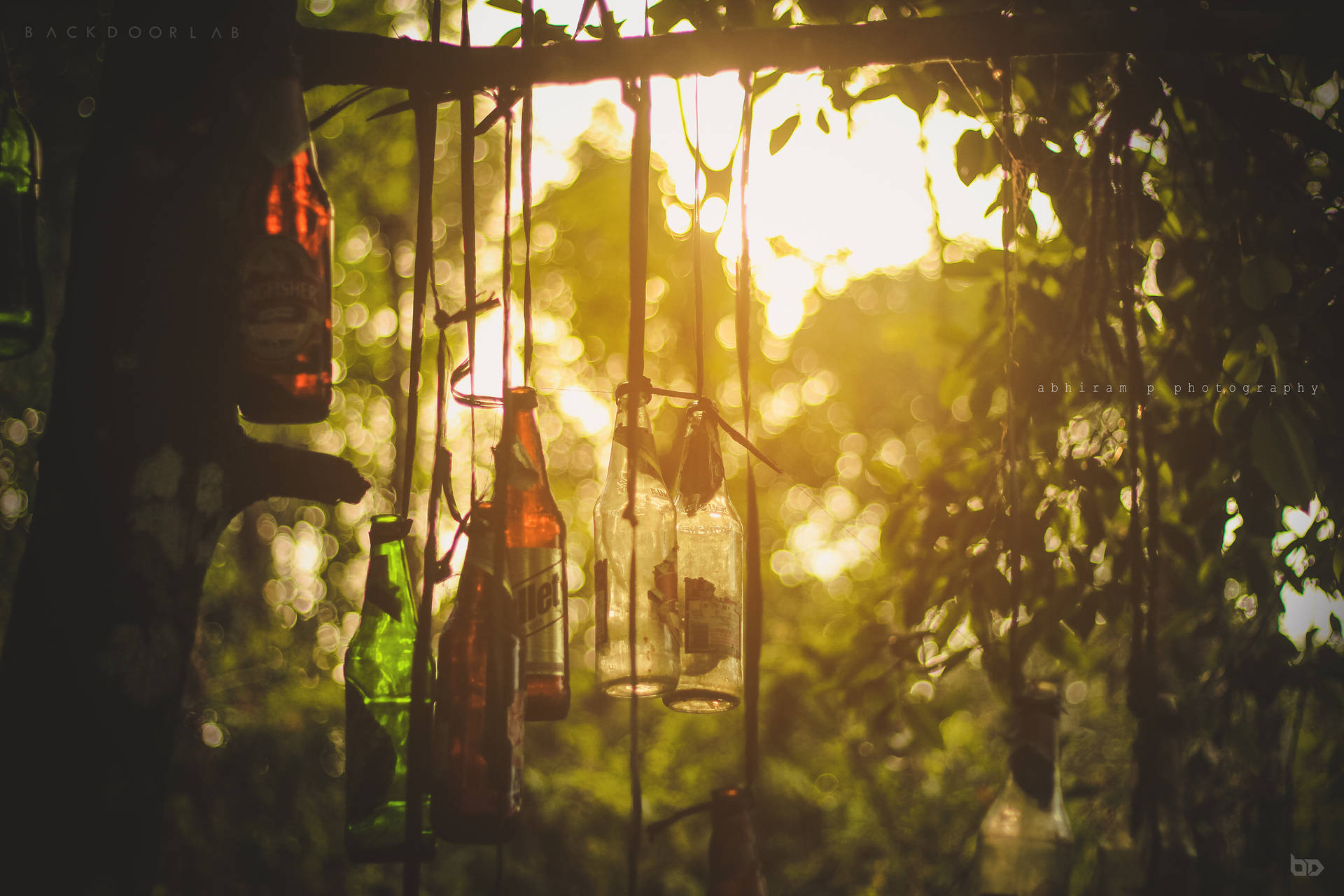 Nostalgic Bottle Wind Chimes Background