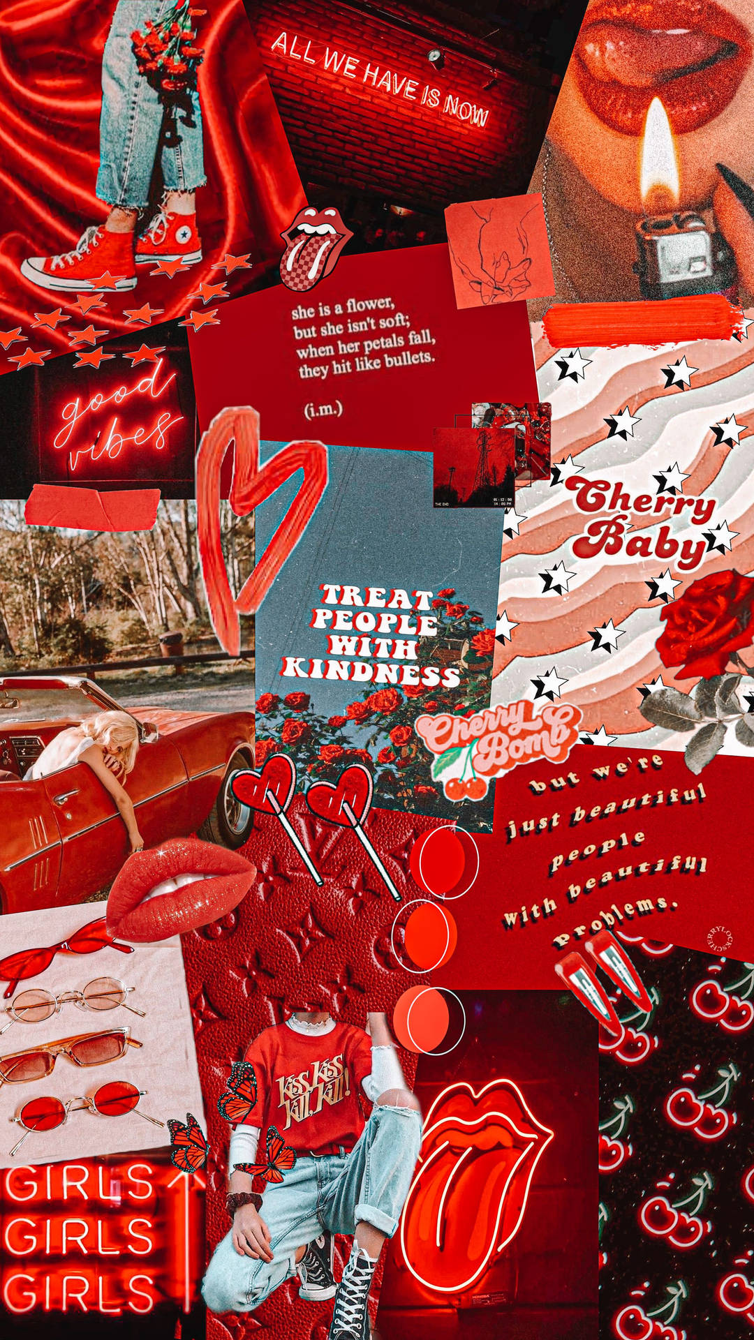 Nostalgic Collage Red Aesthetic Iphone Background