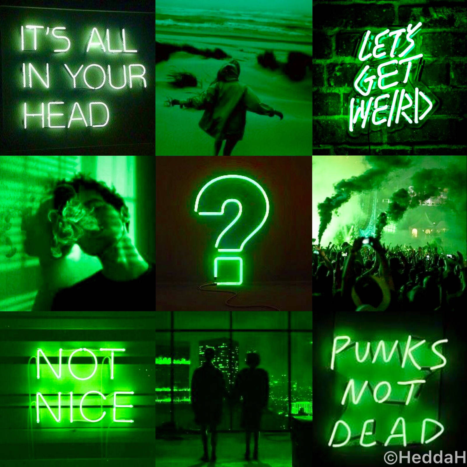 Not Nice Collage Neon Green Aesthetic Background