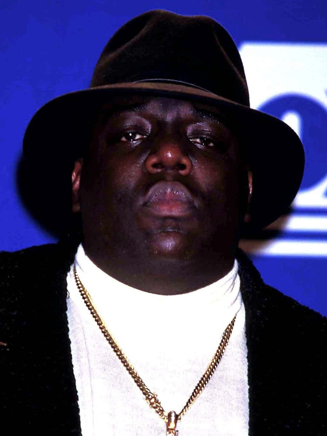 Notorious_ B I G_ Portrait_ Blue_ Background Background