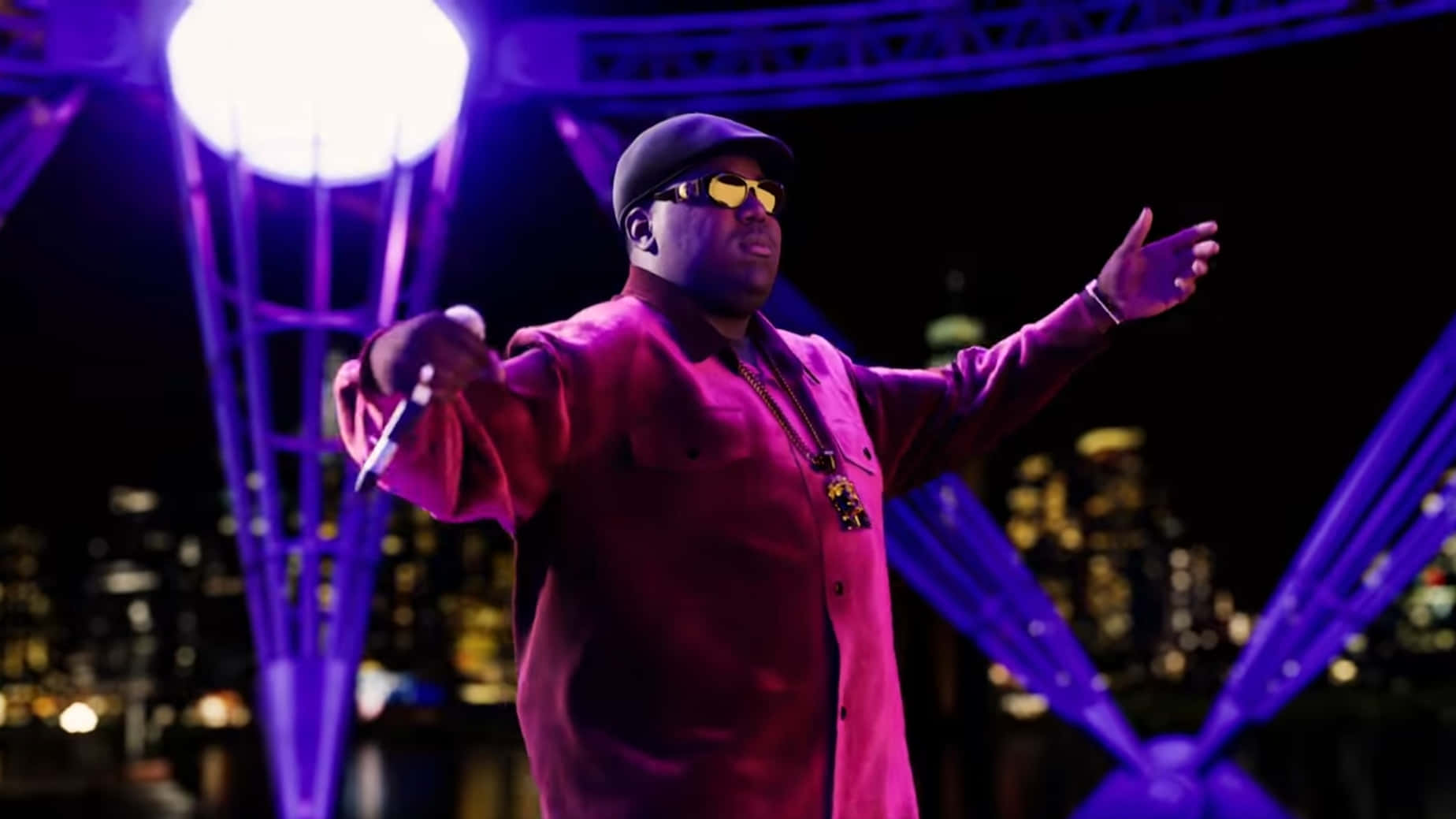 Notorious B I G Wax Figure Night Backdrop Background