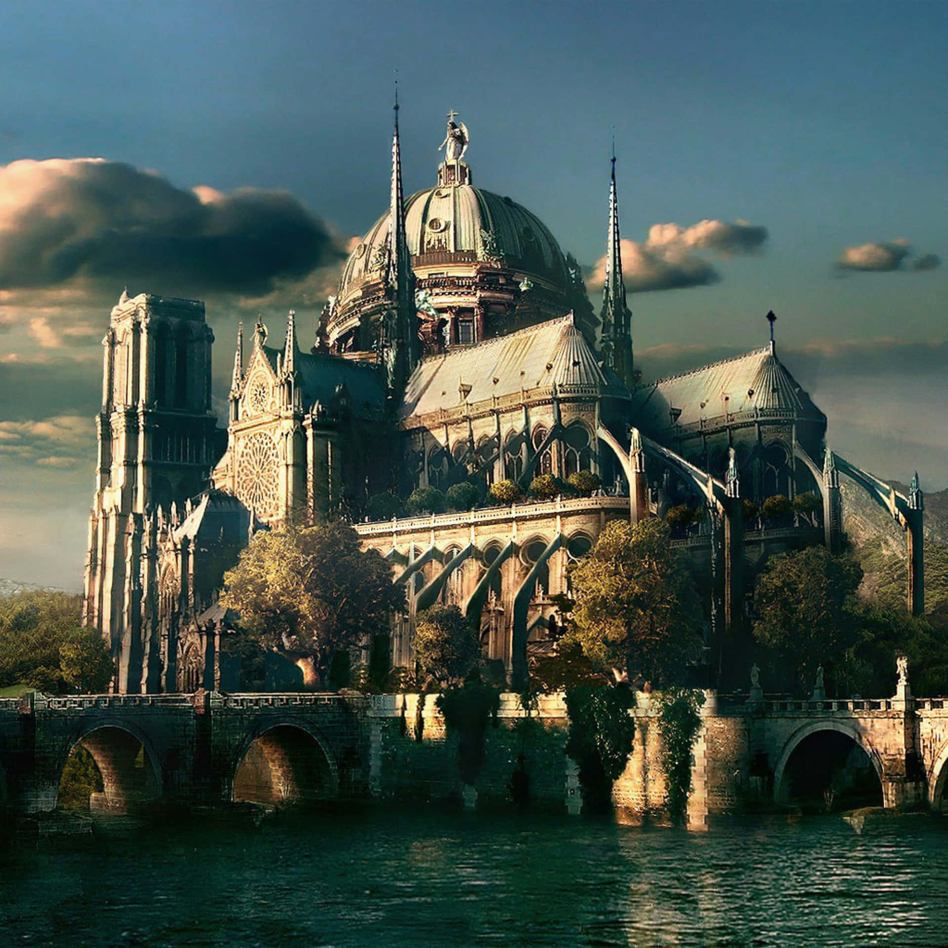 Notre Dame Cathedral 3d Dome Roof Background